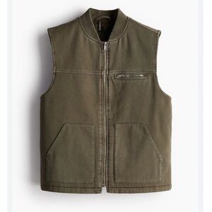 H&M Dark Khaki Green Twill Utility Vest
